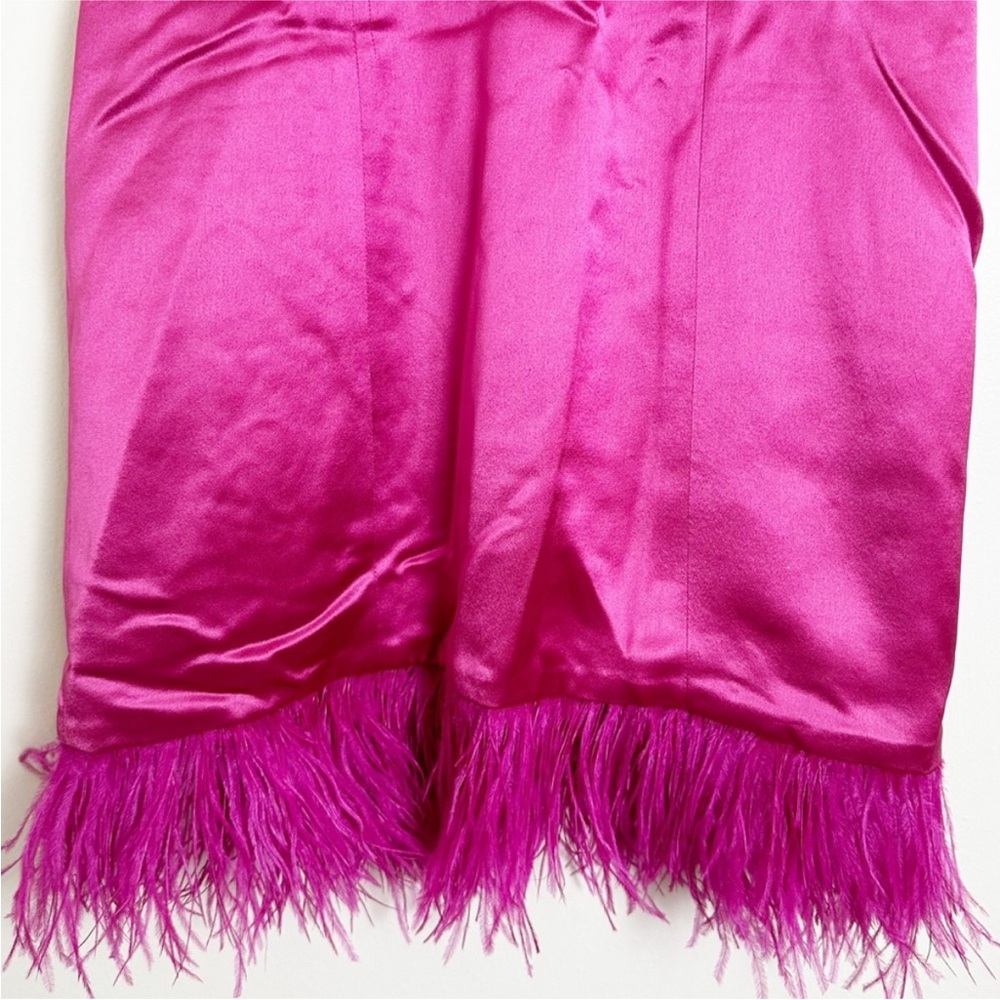 New Cami NYC Roxanne Feather Mini Dress Magnolia Hot Pink Satin 2 - Picture 4 of 12